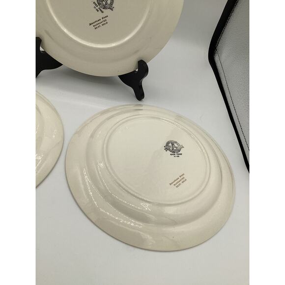 1950’s Vintage Paden City Pottery Warranted 22K Gold Dinner Plates 9.5” Set Of 3 - Picture 6 of 7